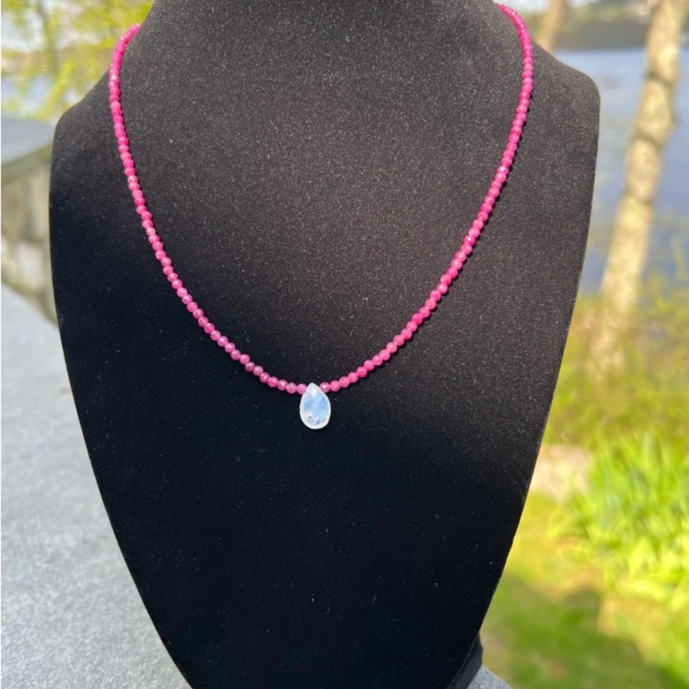 Handmade Crystal Necklace- Ruby & Moonstone Necklace

Lindsey Nicole Creations